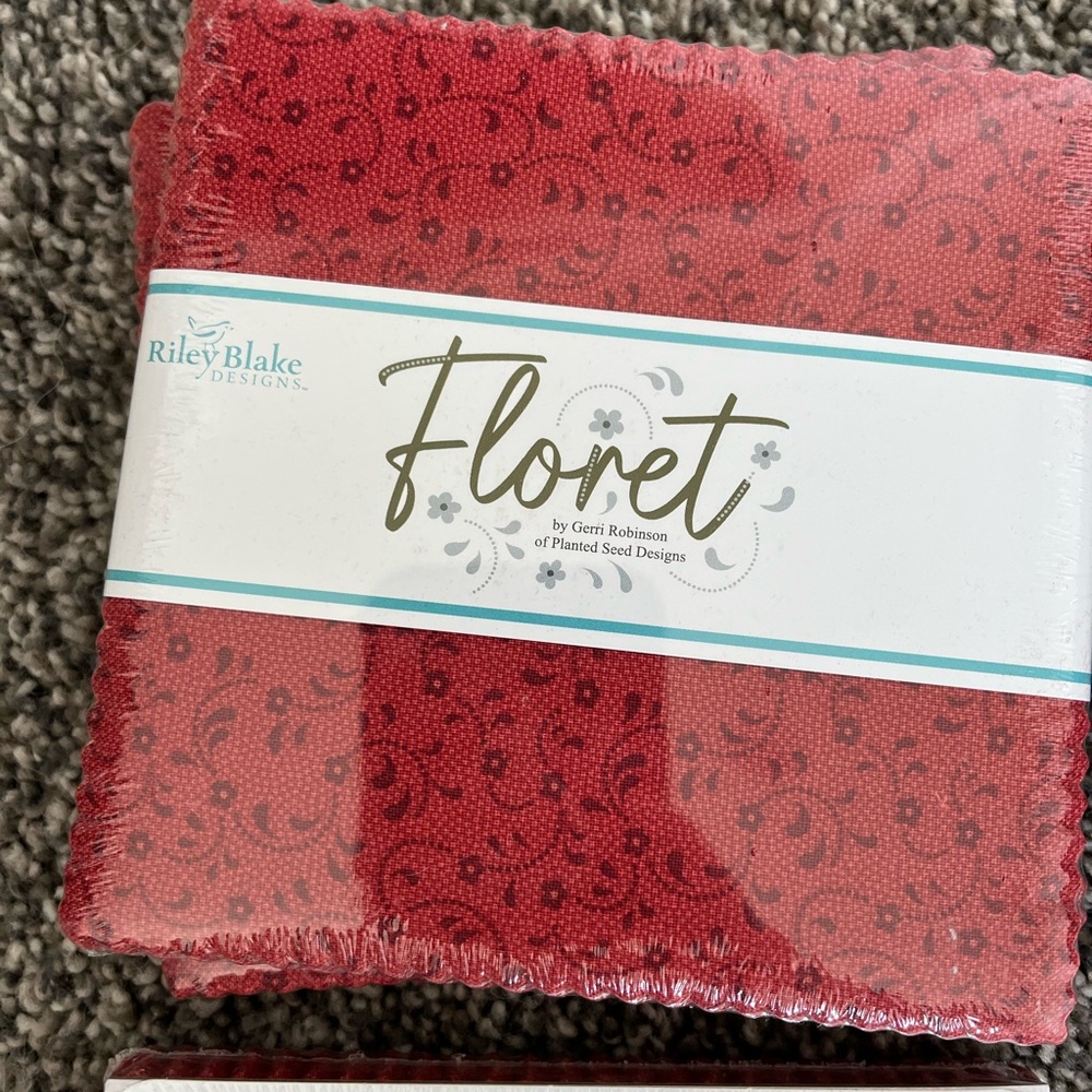Riley Blake Red Floret Fabric Squares